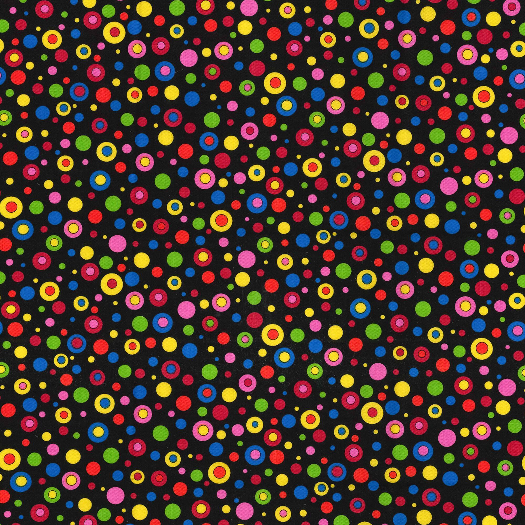Fabric Traditions Black Multicolor Circles Cotton Fabric